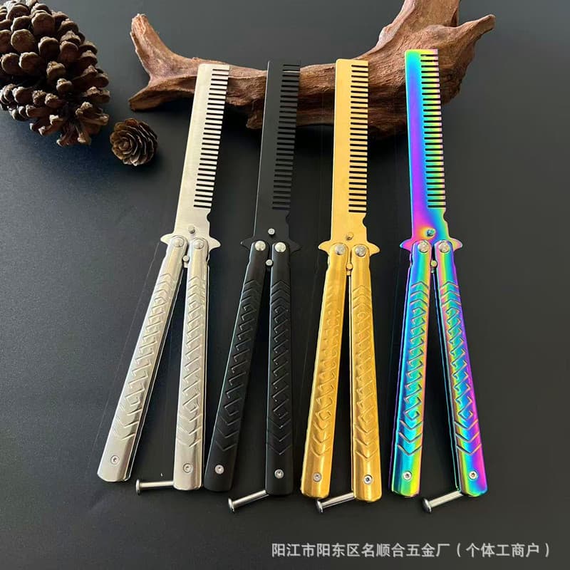 Fish Pattern Butterfly Practice Knife Butterfly Comb CSGO Game Unsharpened Beginner Training Knife Practice Tool