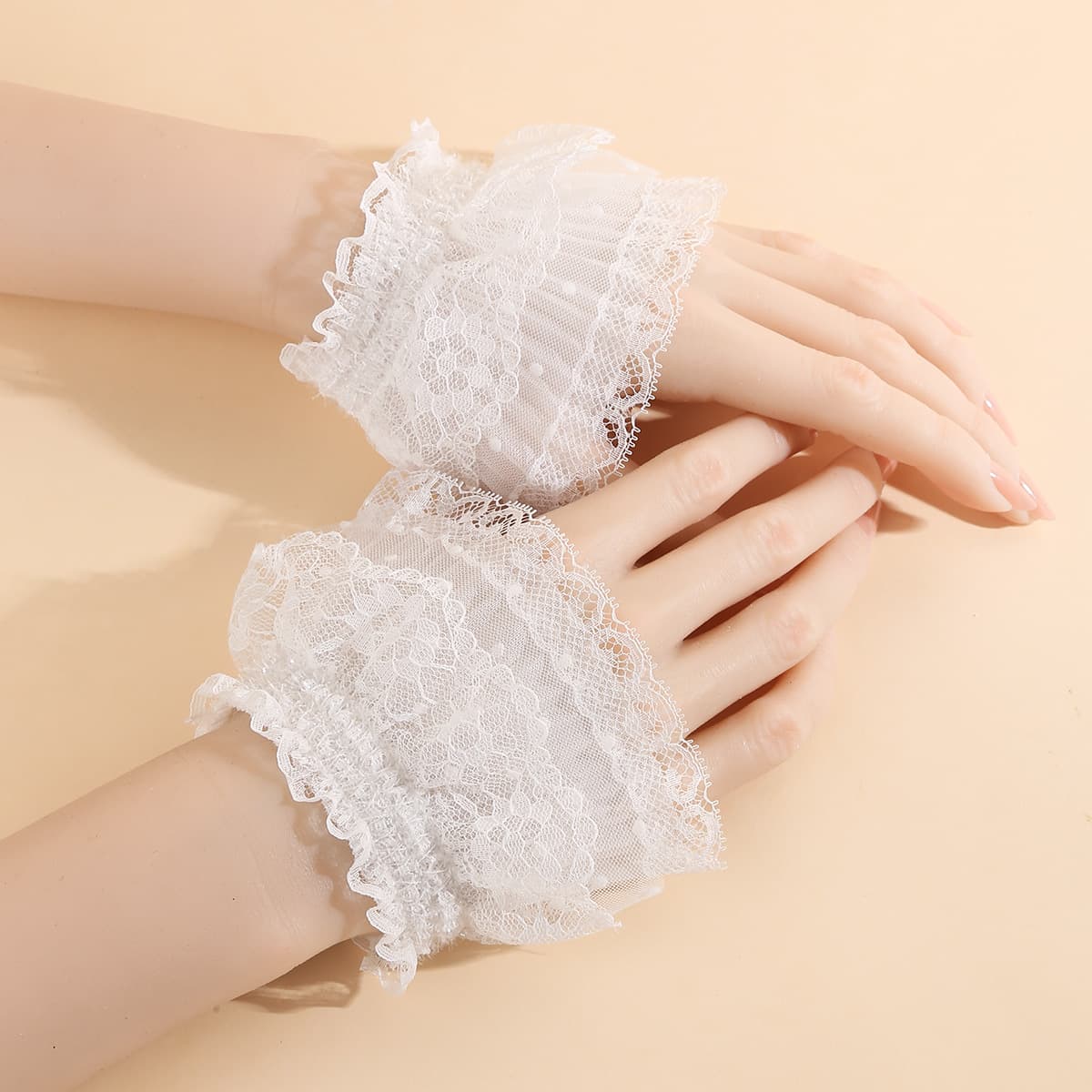 Lace Trim Arm Sleeves Lolita Girl Cuff Sunscreen Tattoo Cover-Up Gloves Women Fake Sleeves