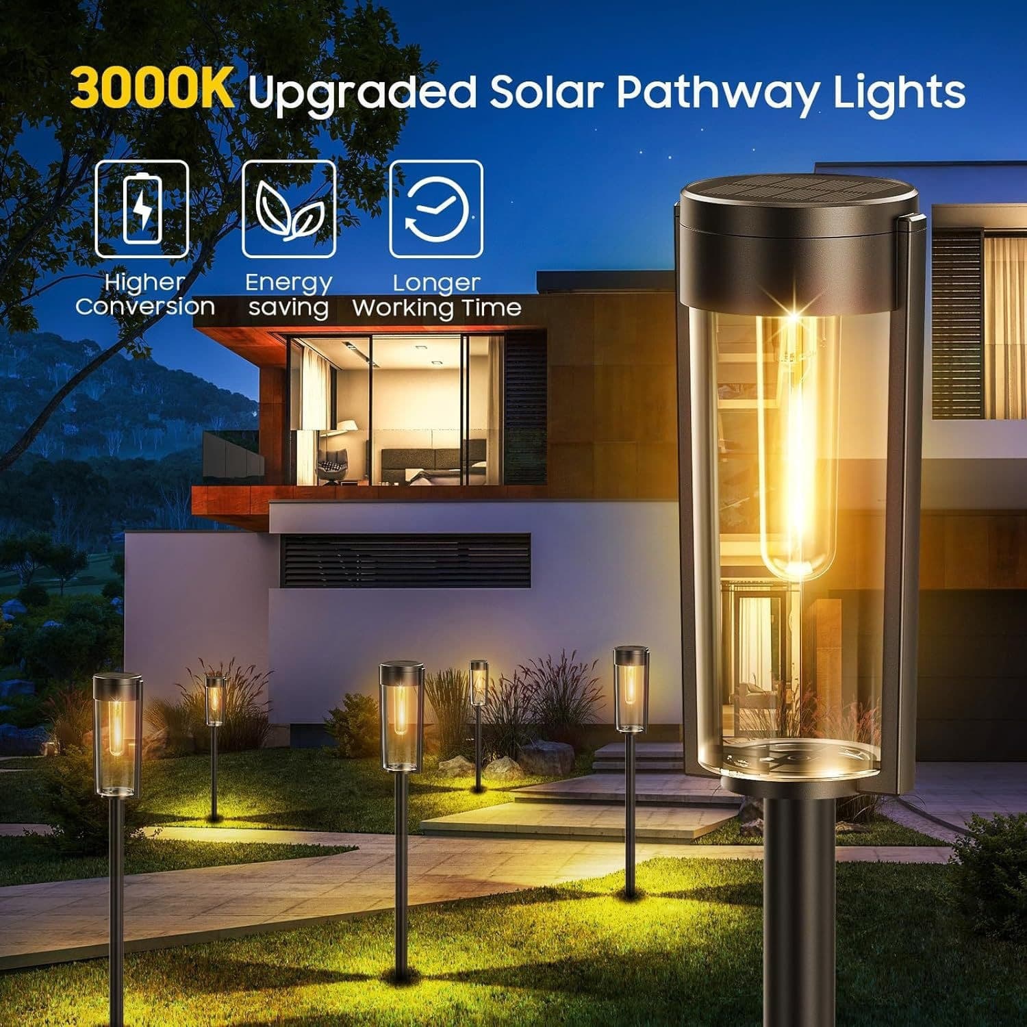 Solar Lawn Light Outdoor Waterproof LED Tungsten Filament Ground Insert Light Garden Light Villa Landscape Light