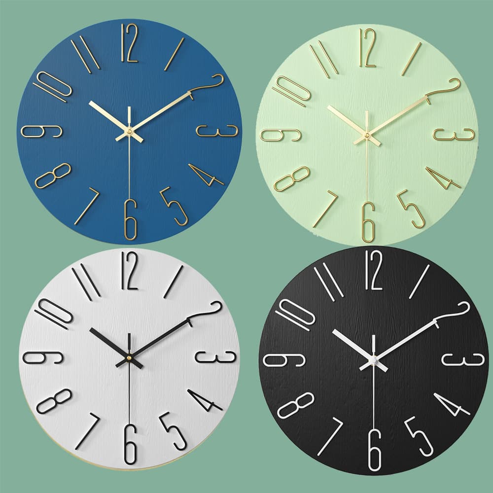 12-inch 30cm Plastic Wall Clock No Glass Luxury Decorative Hanging Watch Lightweight Durable Home Decor