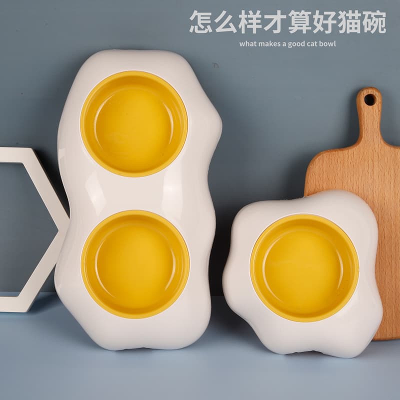 Creative Egg Yolk Pet Single Bowl Double Bowl Dog and Cat Feeding Bowl Drinking Water Bowl Dog Bowl Cat Bowl Pet Supplies Wholesale