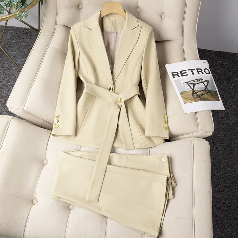 Red Blazer Dress Two-Piece Set for Mother-in-Law, Elegant Suit Jacket and Skirt, Professional Women's Blazer