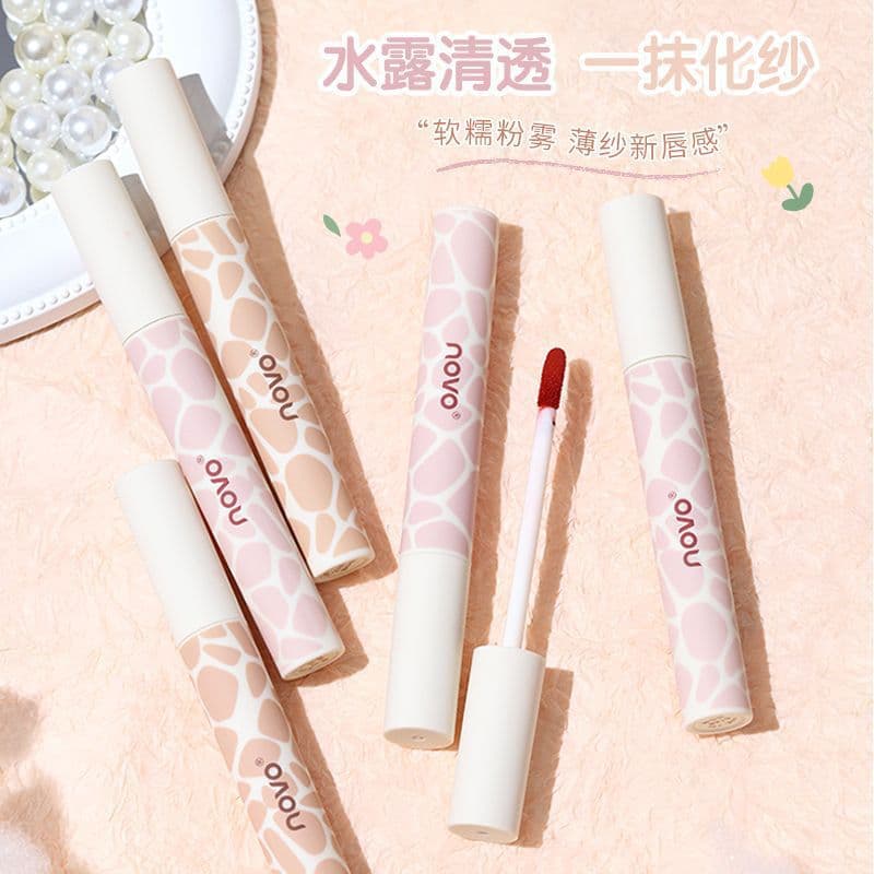 NOVO5762 soft mist mirror water-gloss lip glaze lip gauze waterproof and sweat-proof non-stick cup lipstick for students to show whitening without makeup