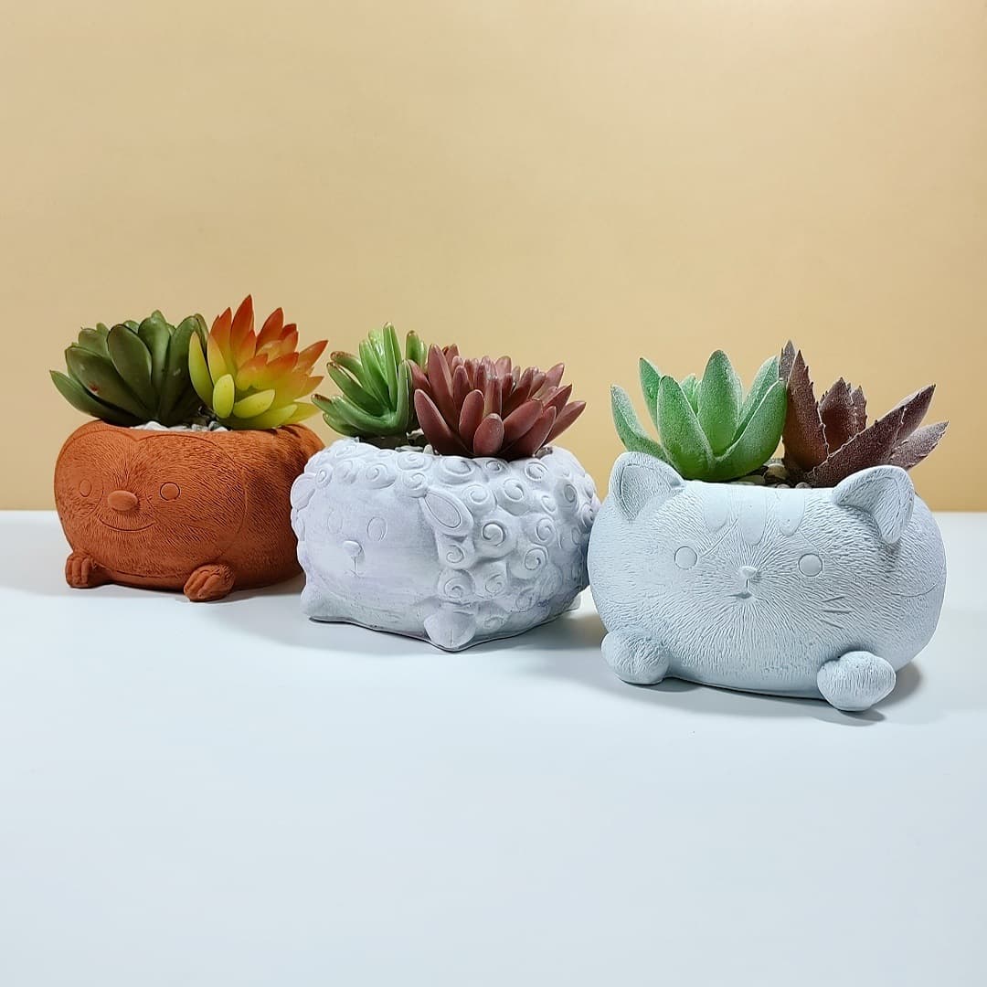 Cute animal silicone mold succulent green plant flower pot handmade home interior three-dimensional decoration C602-604