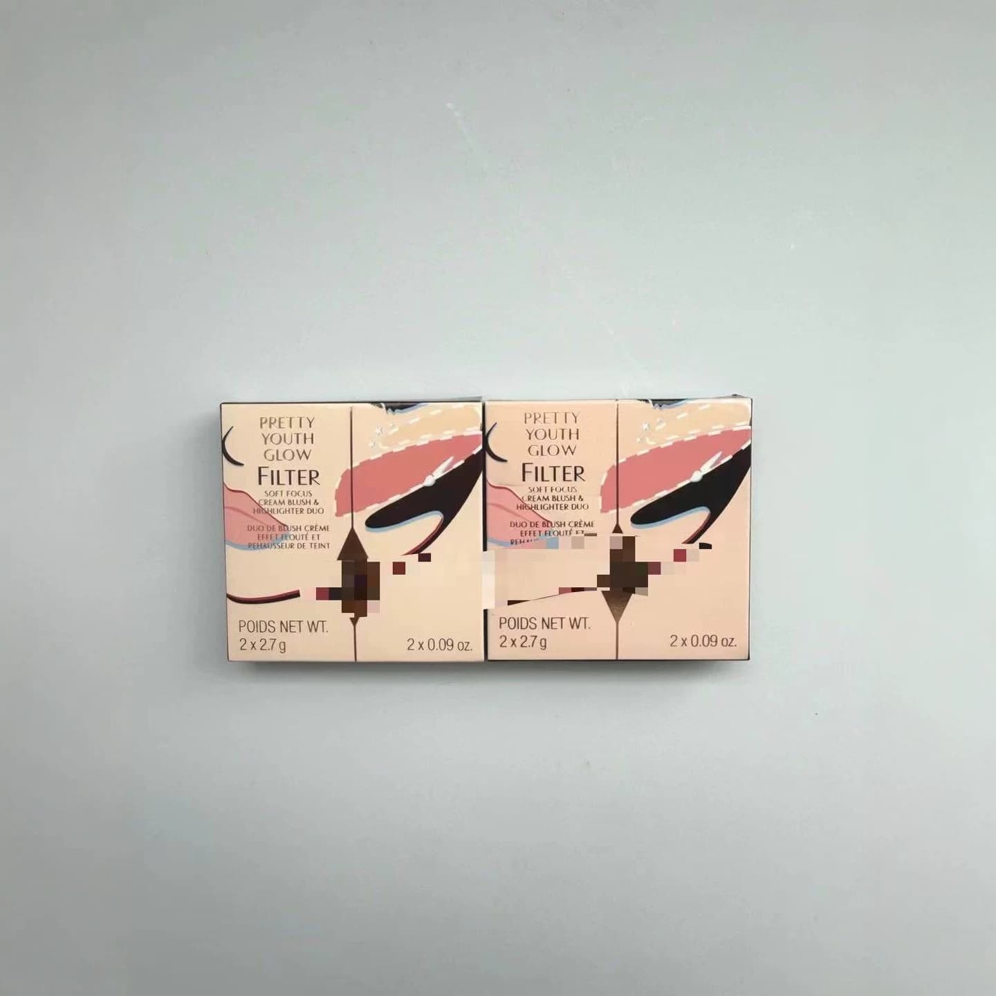 Cross-border New Product Recommendation C-brand Dual-Color Highlighter Blush Palette 2*2.7g Seduce Blush Cool-Toned Light Pink