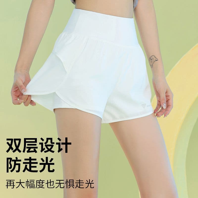 Yoga Pants Summer Thin Style Quick-Dry Breathable Sports Shorts Women's Running Fake Two-Piece Three-Quarter Pants Anti-Peep