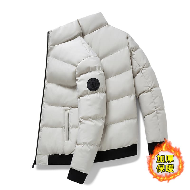 Cross-border Down Cotton Puffer Jacket for Men, Autumn/Winter Thick Warm Plus Size Quilted Coat, Couple Outerwear
