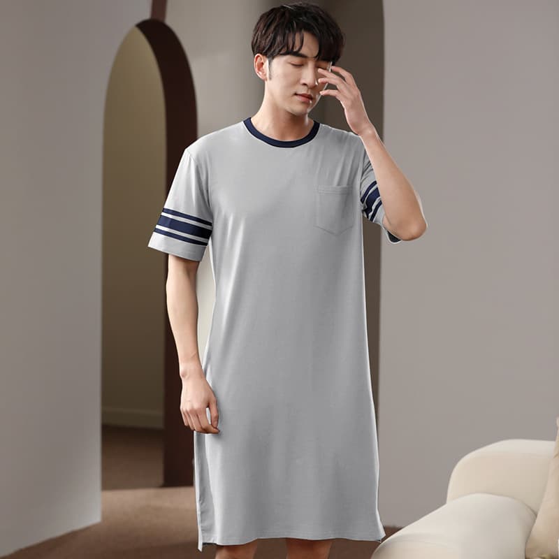 Men's Summer Long Sleeve Sleepwear Short Sleeve One-Piece Cotton Viscose Blend Comfortable Home Clothes XXL XXXL XXXXL Size