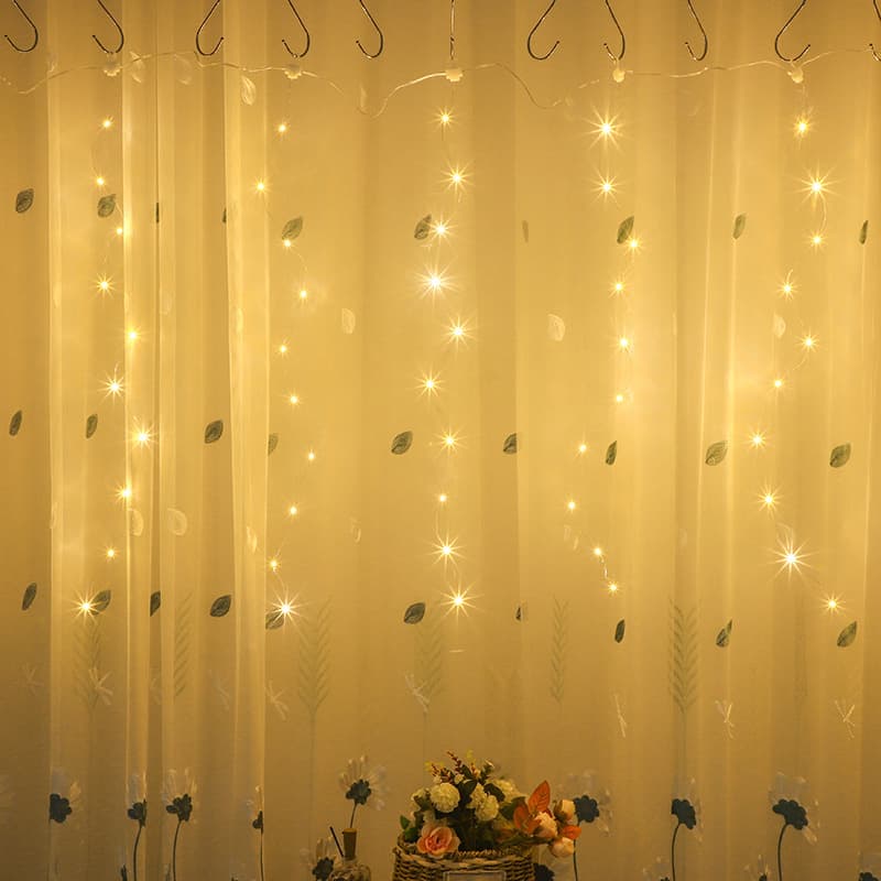 Led String Lights with Copper Wire, Curtain Lights, Remote Control, Eight Functions, 3*3 Bedroom Ambiance Lights, Starry Sky Holiday Decoration String Lights