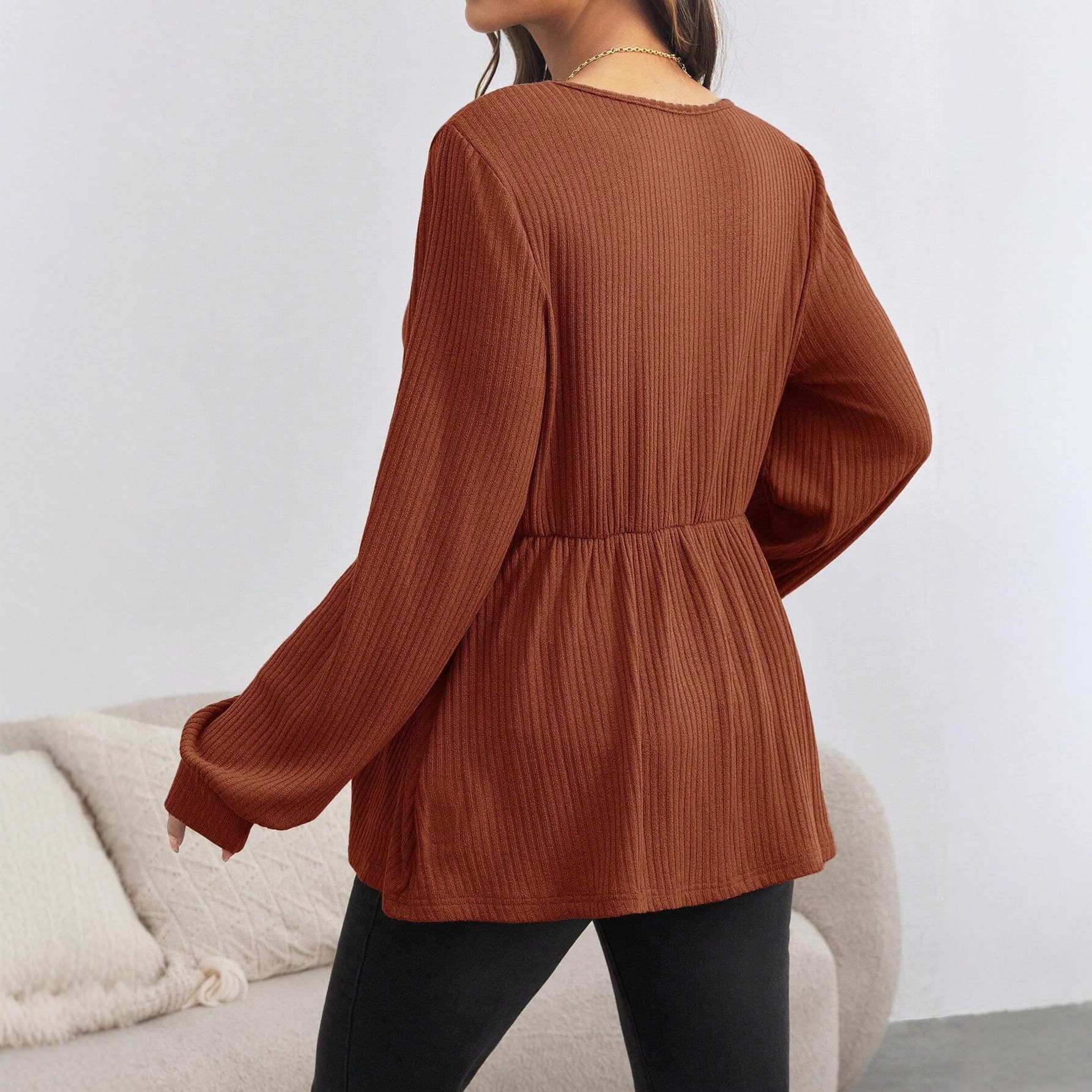 2025 New Maternity Tops for Women, V-Neck Solid Color Long Sleeve Loose Pullover T-Shirt for Amazon EU & US Market