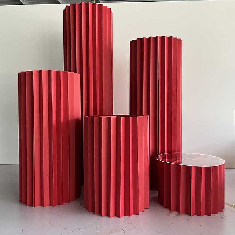 Wedding Red Festive Paper Folded Cylindrical Roman Column Fortune Bucket Pillar Mall Window Birthday Proposal Engagement Decoration