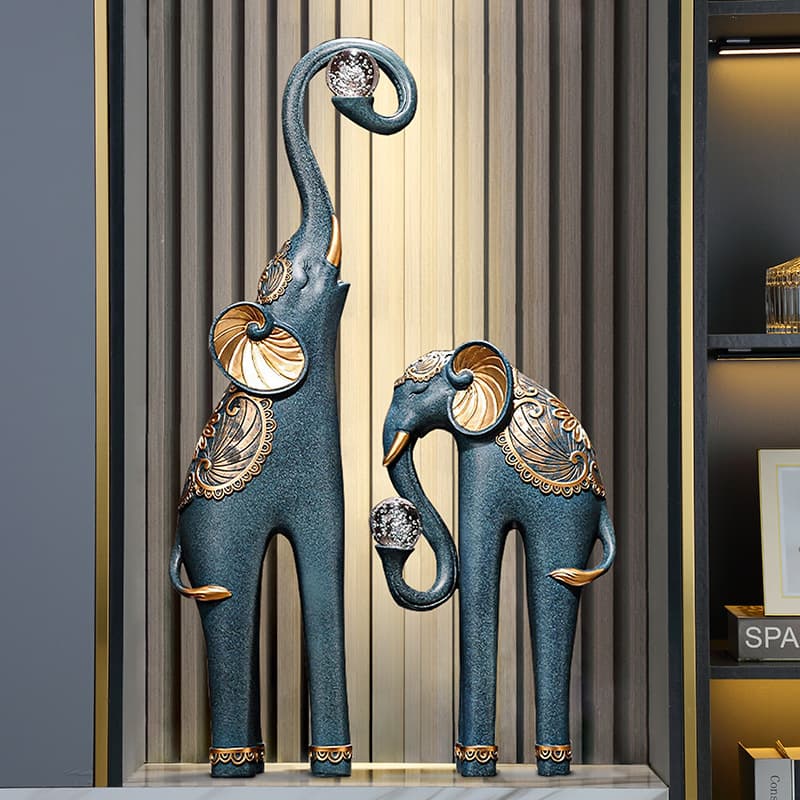 Luxury Entryway Elephant Decoration for High-End Hotel Lobby Living Room Niche Floor Display Housewarming Gift