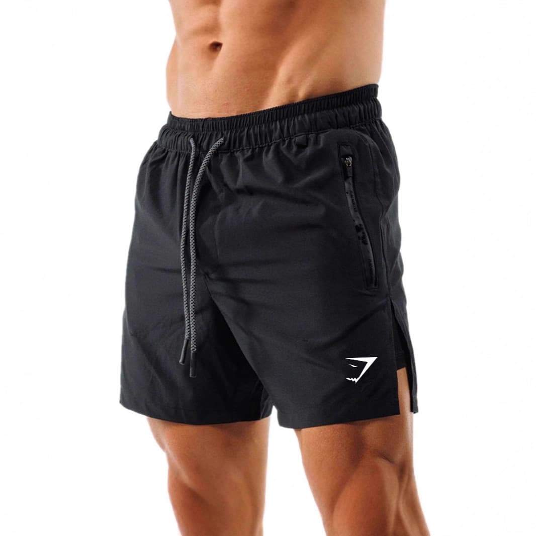 GYMSHARK Men's 2-in-1 Shorts, Double-Layer Shorts for Muscle Workout, Training, Fitness, Casual, Loose Fit, Printed Shorts