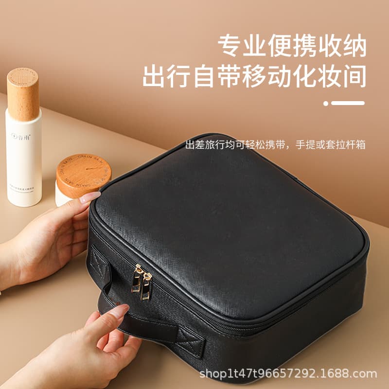 Travel cross-border makeup case with mirror, rechargeable internet celebrity high-end large-capacity portable makeup bag storage for girls