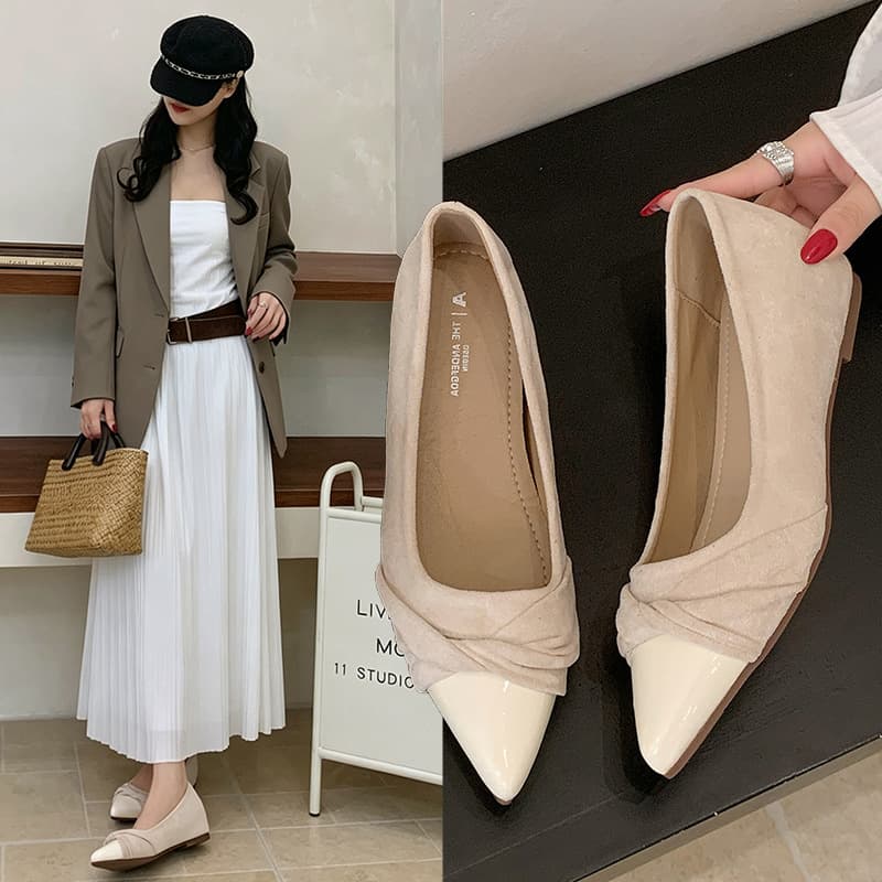 Stunning Gentle Evening Women's Slip-On Pointed Toe Shallow Mouth Flats for Dresses 4cm Evening Bridesmaid Shoes Inner Height French Style