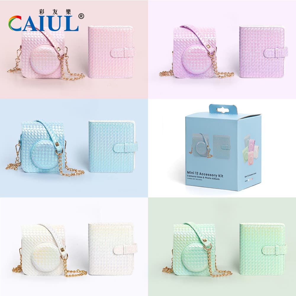 New Arrival: Compatible with Instax Mini12, Holographic Woven Texture Camera Bag & Album Set, Amazon Hot Seller