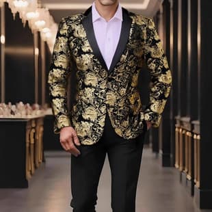 2026 Cross-Border Men's Hot Stamping European and American Performance Suit Nightclub Front Desk Blazer Banquet Wedding Suit
