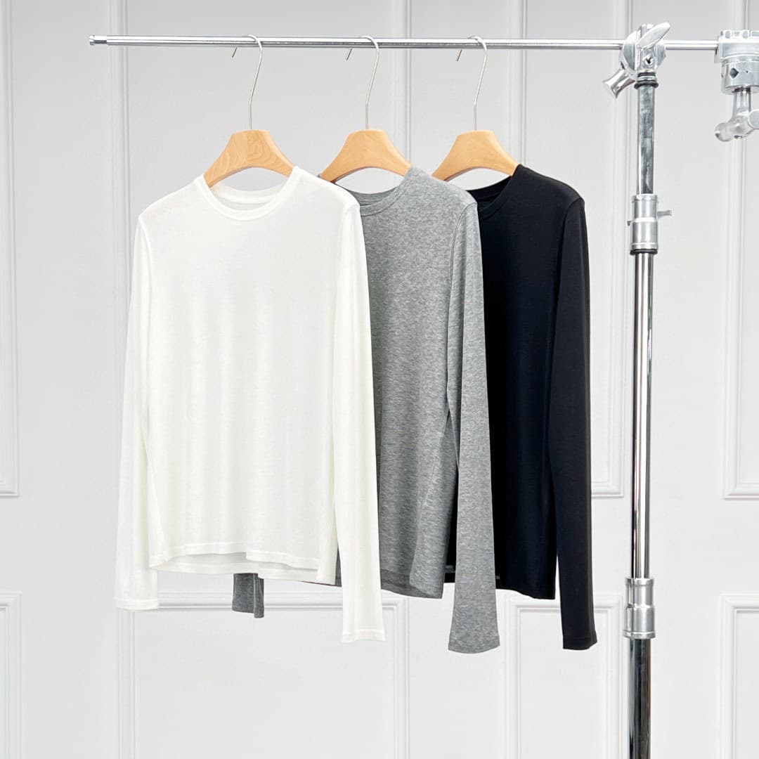 Clearance Sale | E-commerce Supply Chain Classic Megan Lyocell Tencel Wool Crew Neck Long Sleeve T-Shirt
