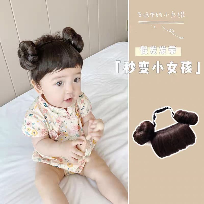 Baby Kids Infant Headband Wig Bangs Hair Clip COS Hair Accessory Full Moon Photo Trendy Small Hair Accessory Ins Style