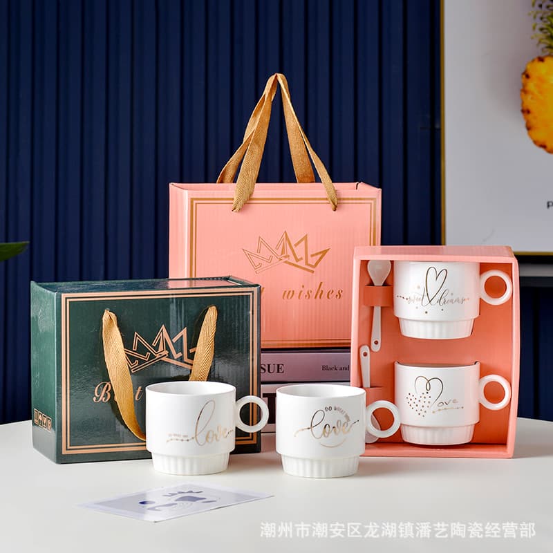 Creative Ceramic Couple Mug Gift Advertising Cup Couple Tea Cup Coffee Cup Breakfast Cup Casual Gift Grand Opening Gift