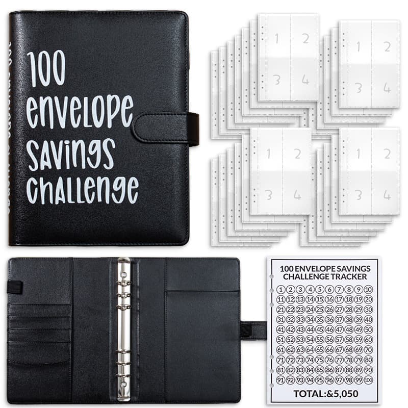 Couple's 100 Day Money Saving Challenge Binder Notebook Budget Planner Office Supplies Loose Leaf Refills