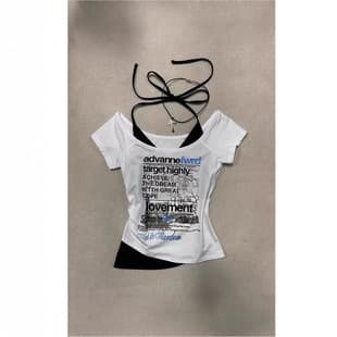American Retro Slim Short Sleeve T-Shirt 2025 Summer New Style, Two-Piece Fake Layer, Edgy Design, Cropped Top