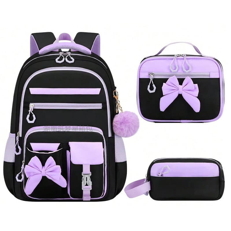 New Cross-Border Elementary School Backpack Large Capacity Spine Protection Middle School Student Bookbag 3-Piece Set Kids Backpack