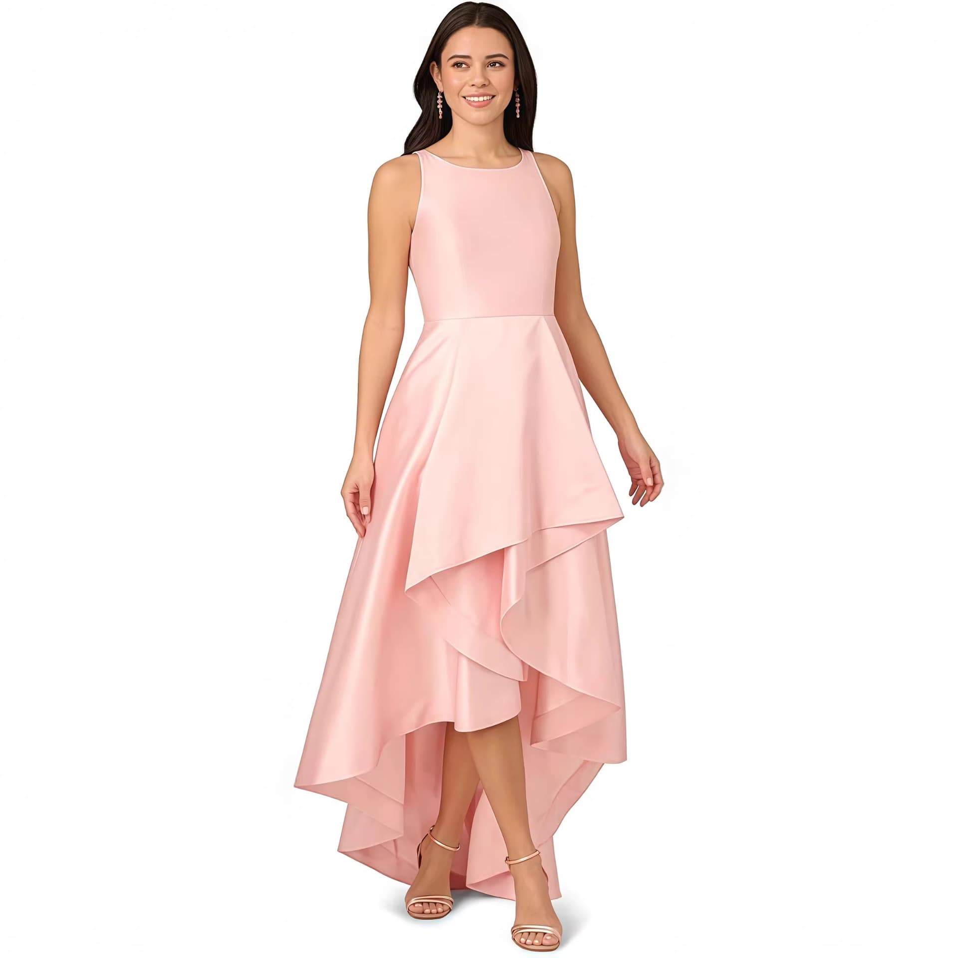 Amazon cross-border European and American banquet evening dress satin slim birthday party adult dress annual meeting host dress