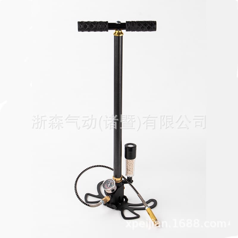 Black Down-Draft Manual Hand Pump 30MPA 40MPA with External Oil-Water Filter Folding Hand Pump