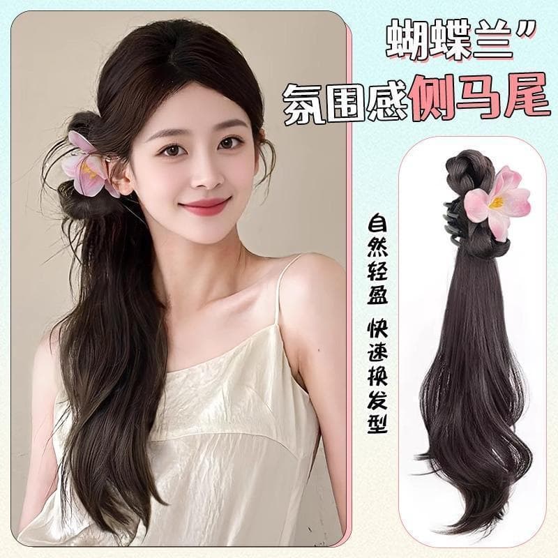 Wig headdress hairpin women's atmosphere flower side clip hairpin artificial hair accessories side tie headdress wig