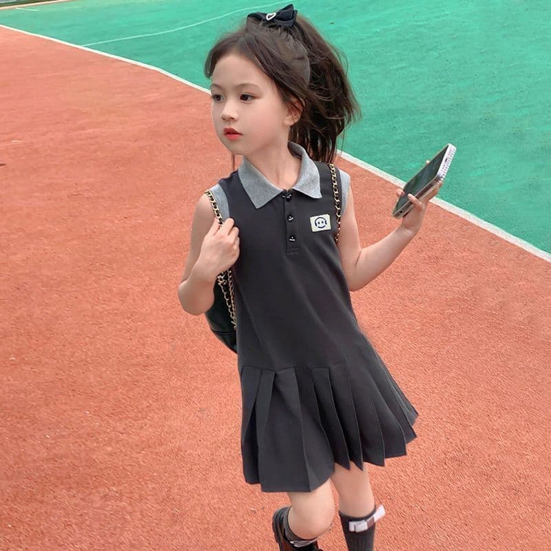 Girls' Dress Summer 2026 New Stylish Polo Dress for Children, Summer Outfit for Older Girls, Trendy Sports Dress