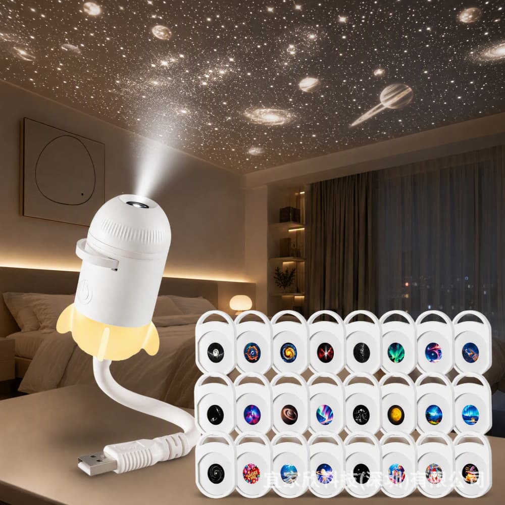 Voice-Activated Smart Car Starry Sky Light USB Mini Projector Bedroom Eye-Care Night Light Adjustable Focus HD Ambience