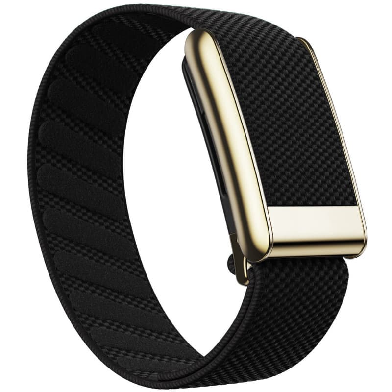 Cross-border bestseller, compatible with Whoop 5.0 nylon stretch band MG with bright gold metal fittings U-frame replacement wristband