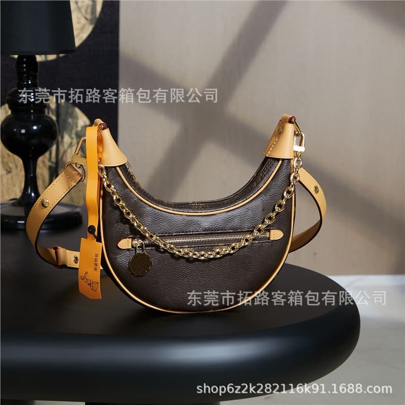 M&LV Luxury Cross-Border Classic Monogram Bean Bag Moon Bag Women's Fashionable Handheld Crossbody Bag