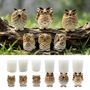 Epoxy Resin Owl Ornament Mold - Cover Ears, Cover Eyes, Not Speaking, Not Seeing, Not Hearing Owl Candle Plaster Mold