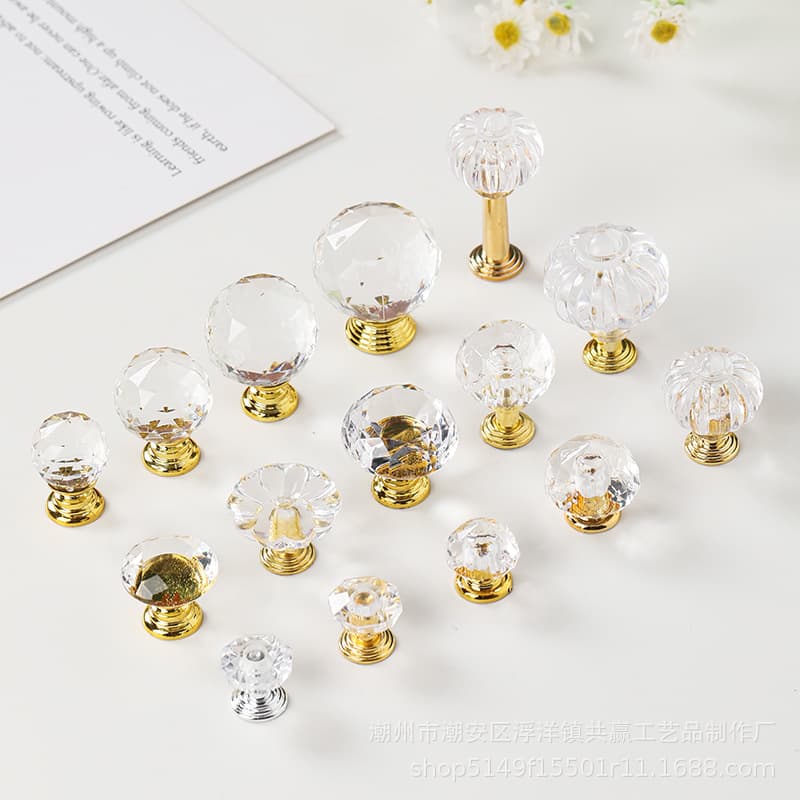Modern Minimalist Acrylic Crystal Handle Cake Cover Snack Plate Transparent Plastic Diamond Handle Accessories Wholesale