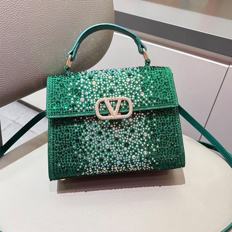 Crystal-Embellished Handbag 2026 Spring New Arrival European and American Retro Style Trendy Evening Bag Shoulder Crossbody Classic