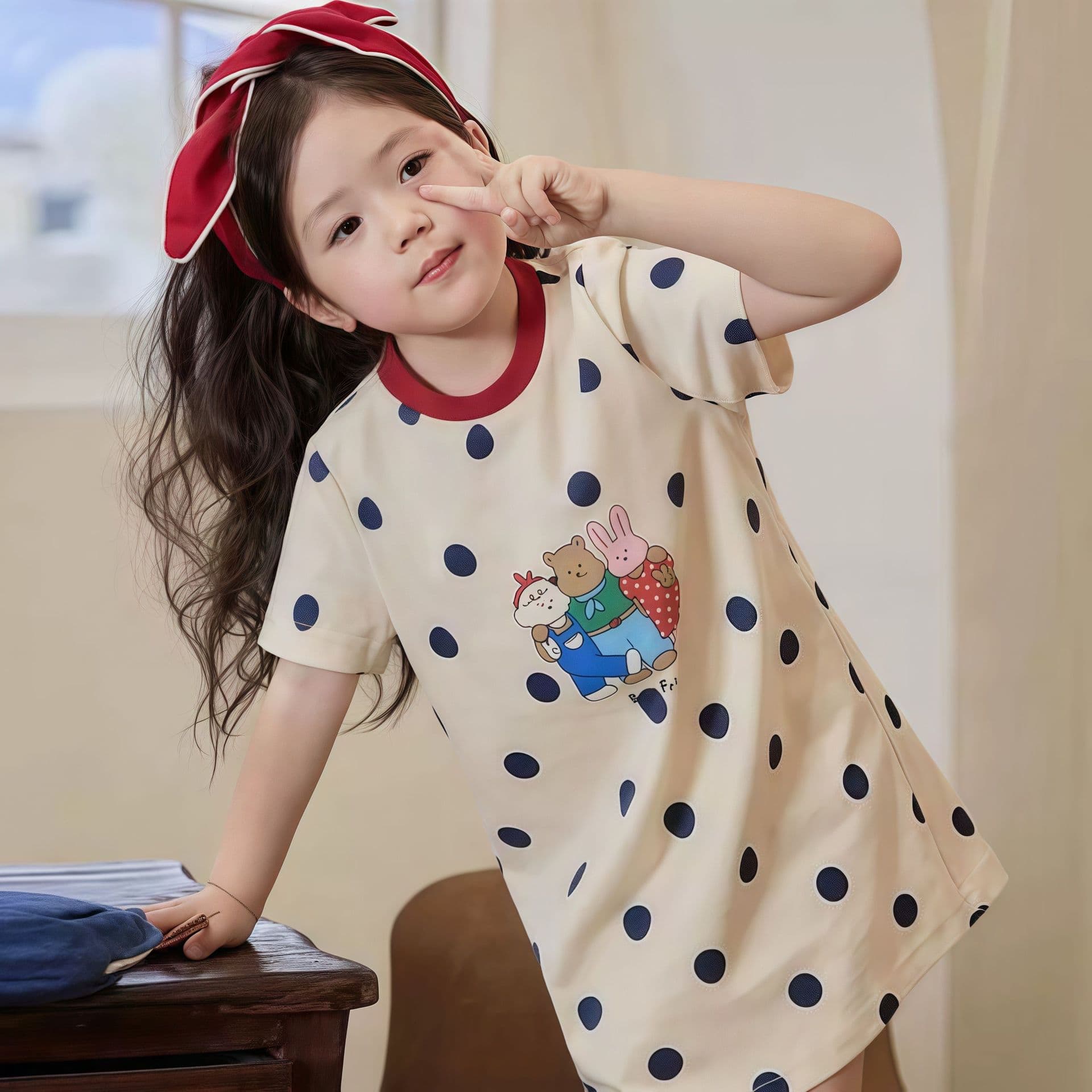 Children's Cotton T-Shirt Dress for Girls Summer Short Sleeve Dress Baby Girl Casual Long Dress