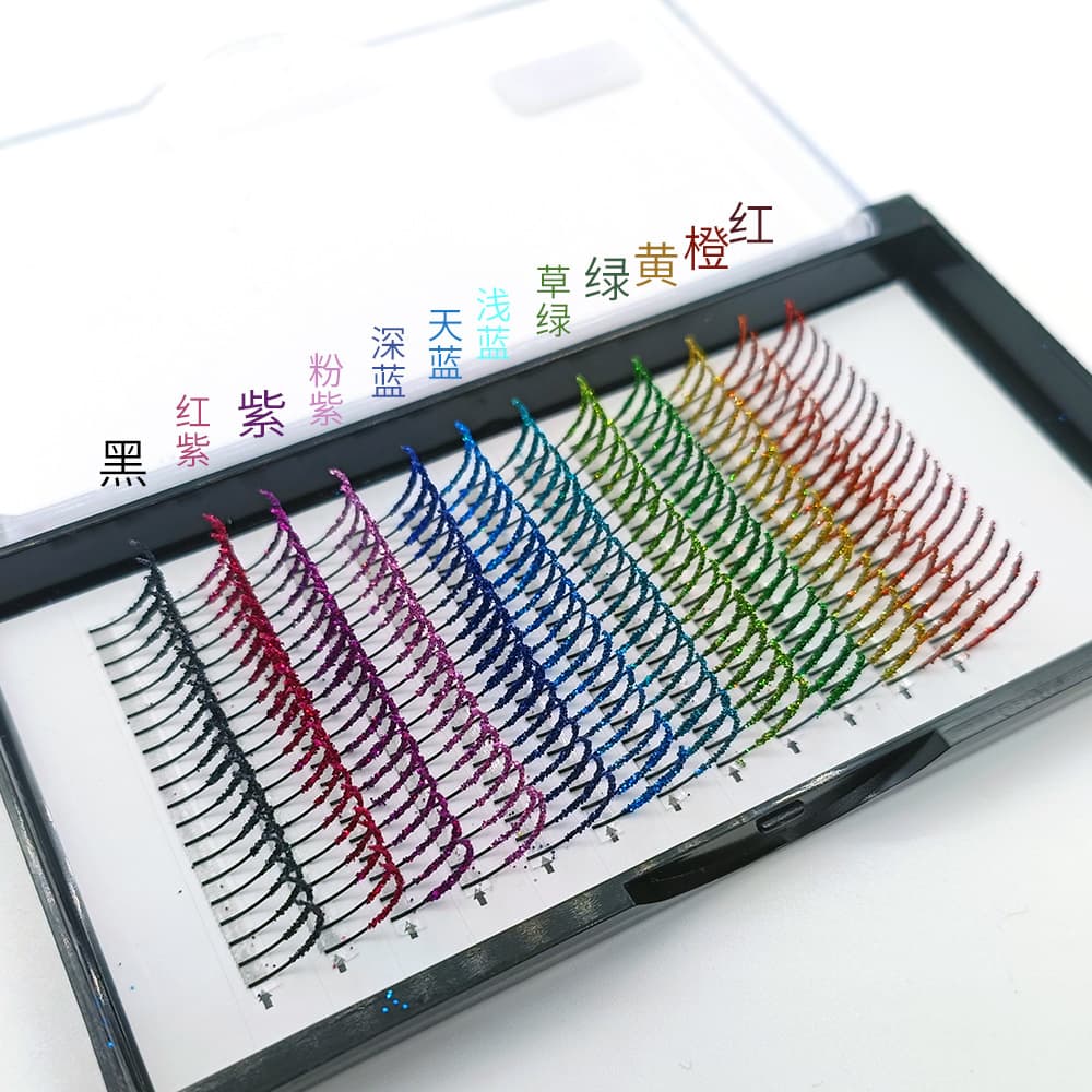 Mixed Color Glitter Eyelashes Fairy Eyelash Transplant 12 Colors Flower Hair Shiny Sequin False Eyelashes Color Dense Row D Curl