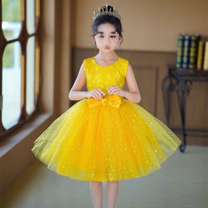 Yellow Performance Costume Girls Children's Day Dress Choral June 1st Kindergarten Dance Wear Puffy Skirt Princess