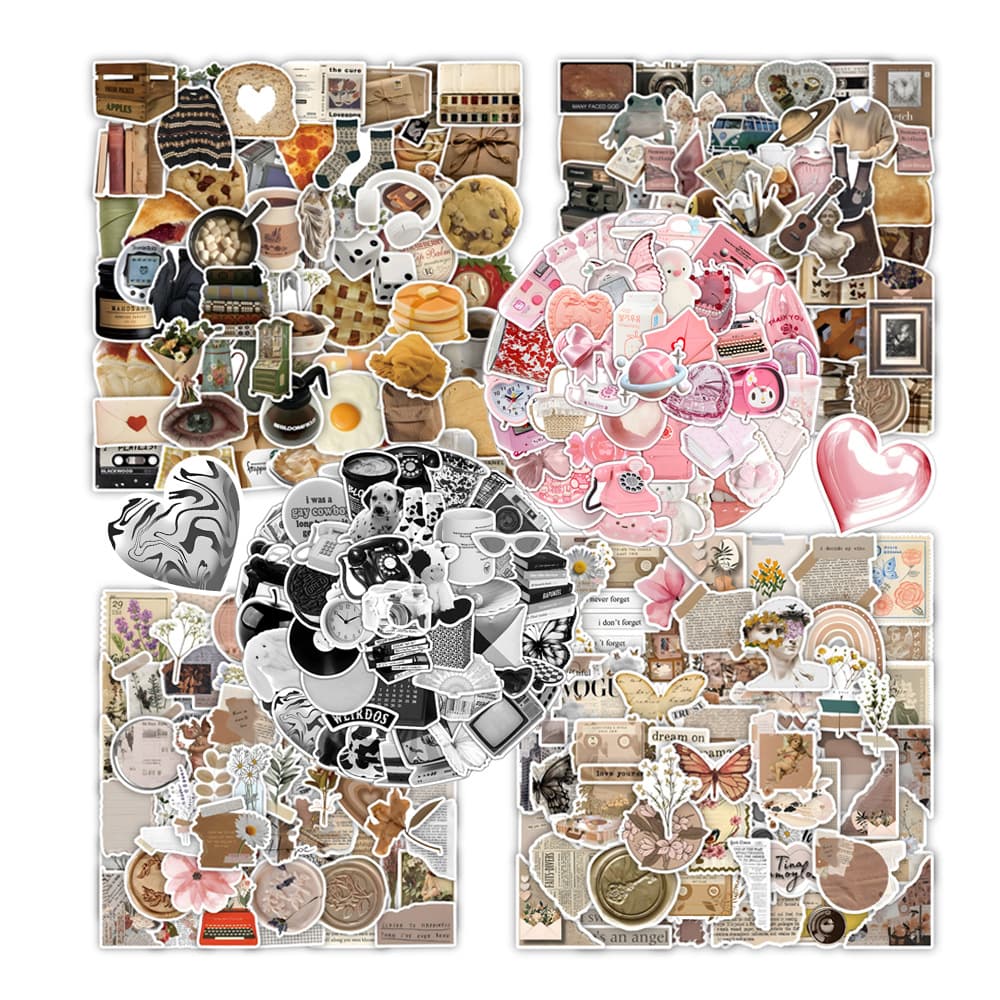 360 Vintage Retro Women's Heart Stickers For Laptop Decoration Car Guitar Luggage Box Retro Polka Dot Pattern