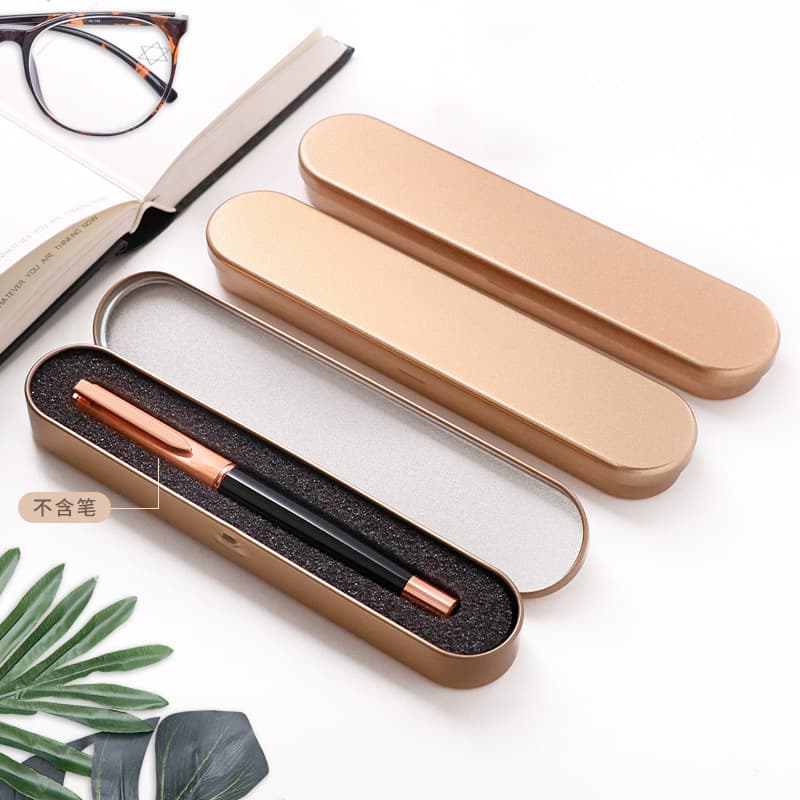 Tinplate box, metal long eyebrow pencil box, sponge backing, corporate gift box, student pencil box, drop-resistant