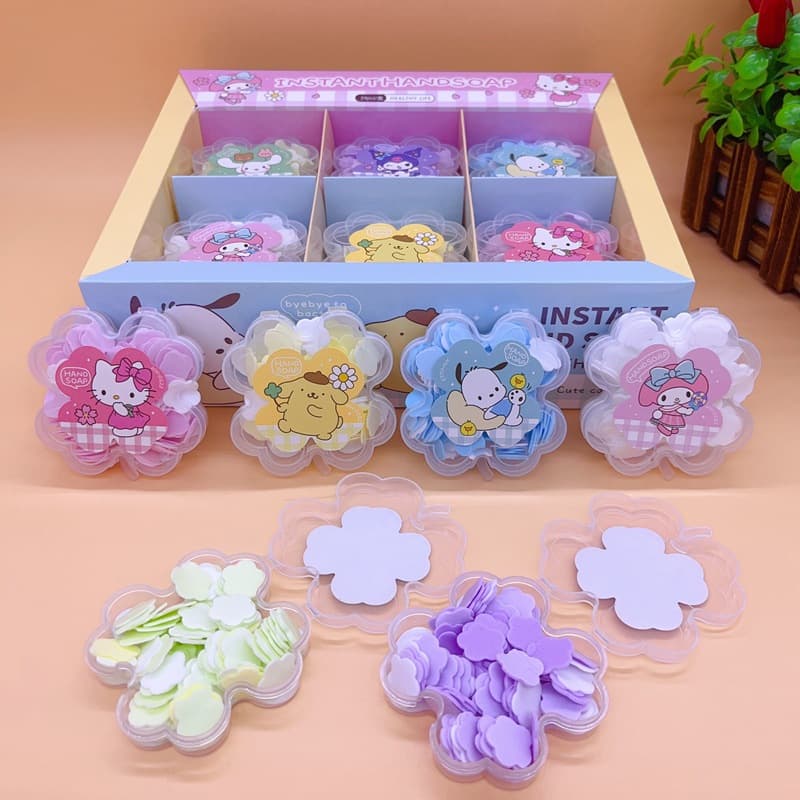 Lovely four-leaf clover shaped soap sheets, children's disposable hand washing sheets, portable soap paper, antibacterial cleaning sheets wholesale