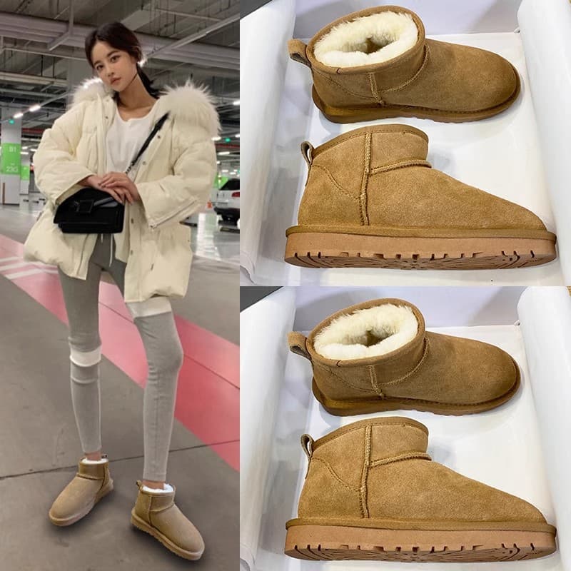 Snow Boots for Women, Winter Boots with Fleece Lining, Thick Cotton Shoes, Outdoor Snow Boots for Fall and Winter