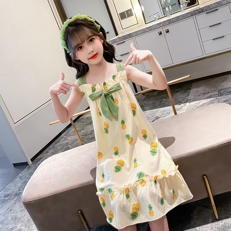 Camisole Nightgown Mother-Daughter Matching Set Kids Pajamas Girls Sleepwear Summer Thin Cotton for Older Children