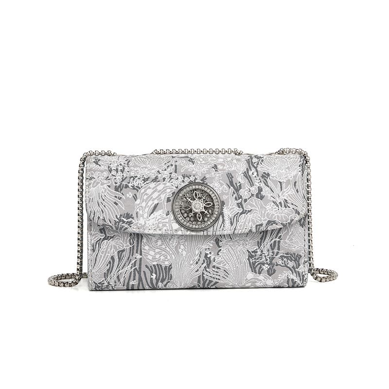 2024 New Chinese Style Embroidered Small Square Bag, Luxury Fashion Women's Bag with Rhinestones, Minimalist Chain Shoulder Crossbody Bag