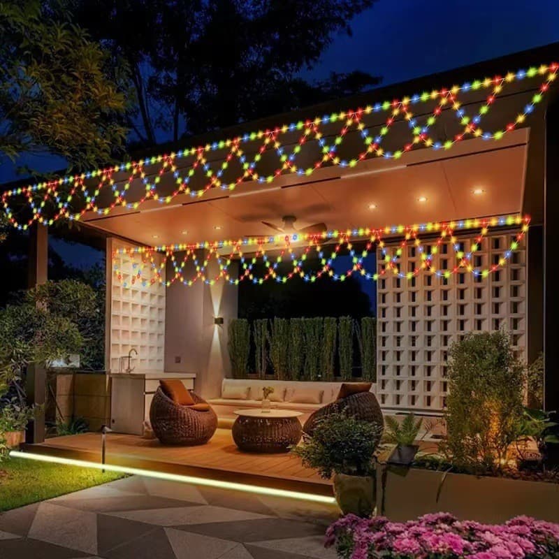 New Cross-Border LED Fence Decorative Light Balcony Courtyard Atmosphere Light Solar Eaves Light Christmas Atmosphere Light