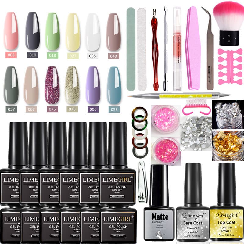 Amazon Hot Sale 54W Nail Lamp Gel Polish Kit, Complete Beginner Set, Nail Art Stickers & Charms
