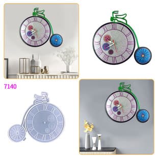 Bicycle Clock Epoxy Resin Mold DIY Round Gear Clock Wall Hanging Mold Gear Clock Silicone Mold
