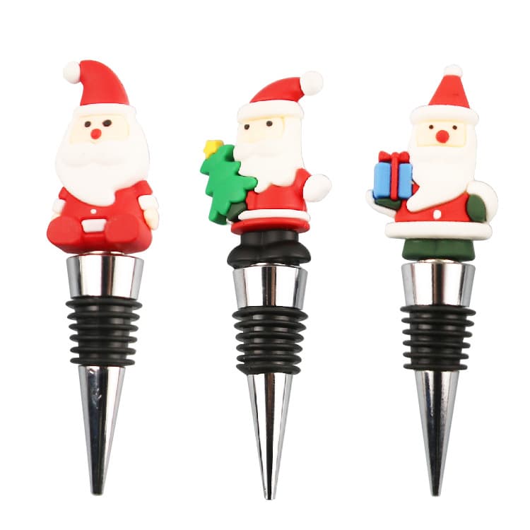 Christmas Special Santa Claus Wine Stopper PVC Wine Bottle Cork with Cap for Red Wine Champagne Glass Bottle Modern Simple Style